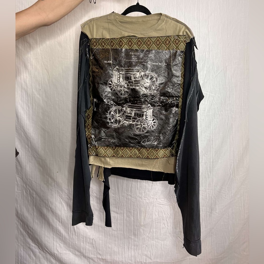 Custom Upcycled Reworked 1 of 1 Patchwork Post Apocalyptic Long Sleeve TShirt